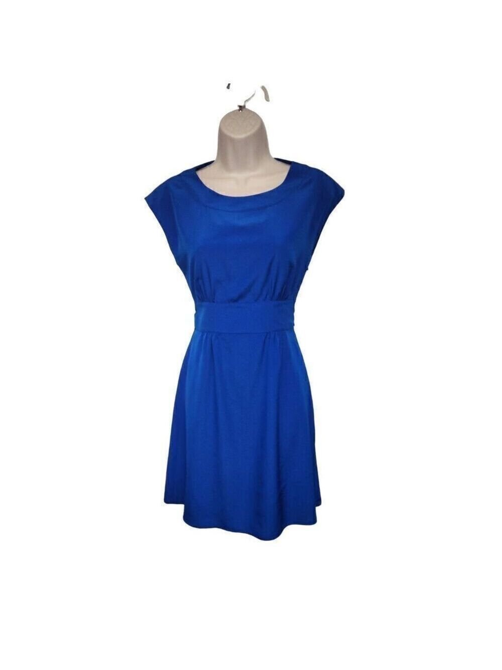 Gianni Bini Womens Blue Cap Sleeve Round Neck A Line Dress Size 0